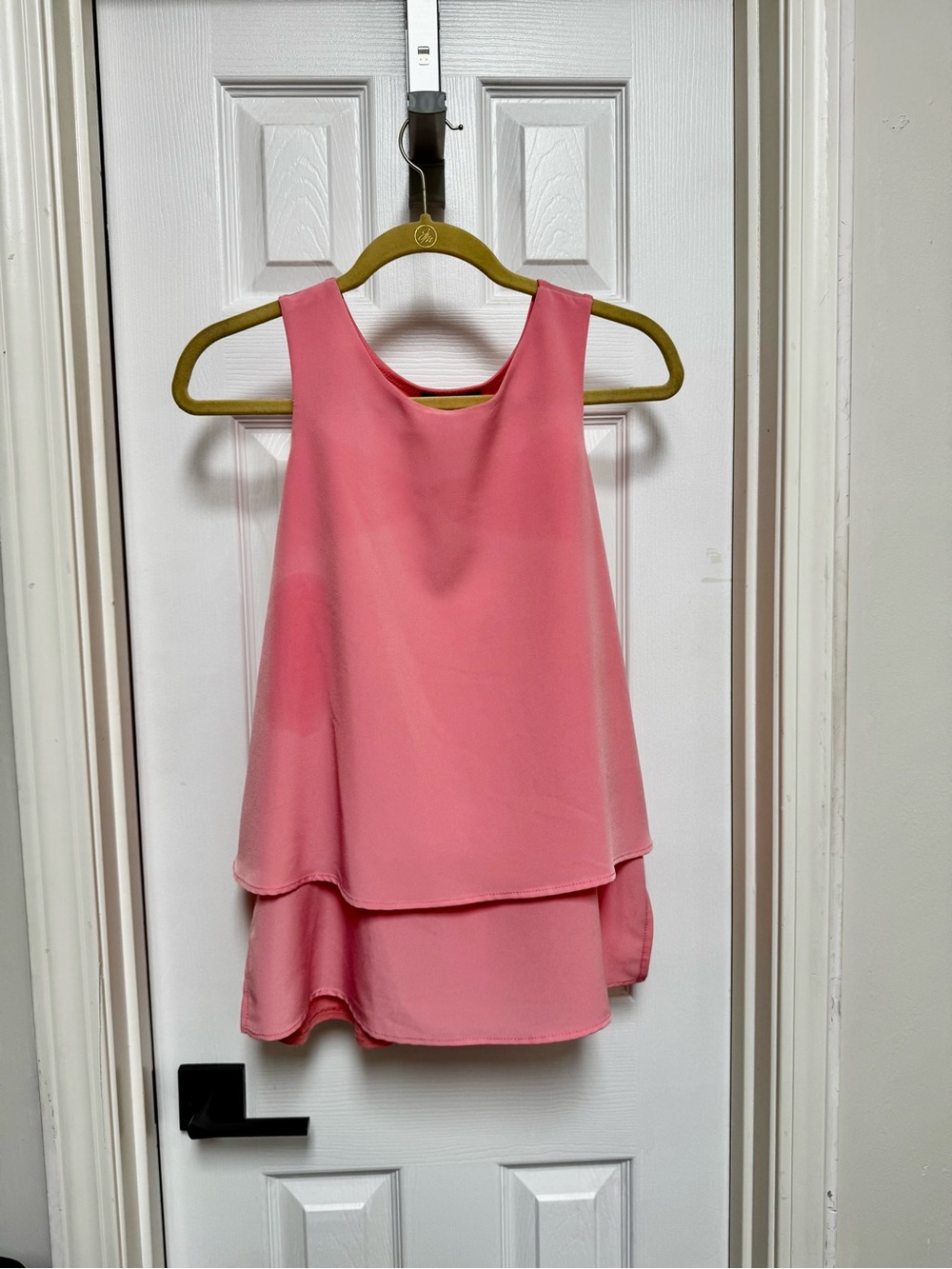 DG2 Coral pink Layered Chiffon Tank Top Size S Sleeveless Flowy Blouse
